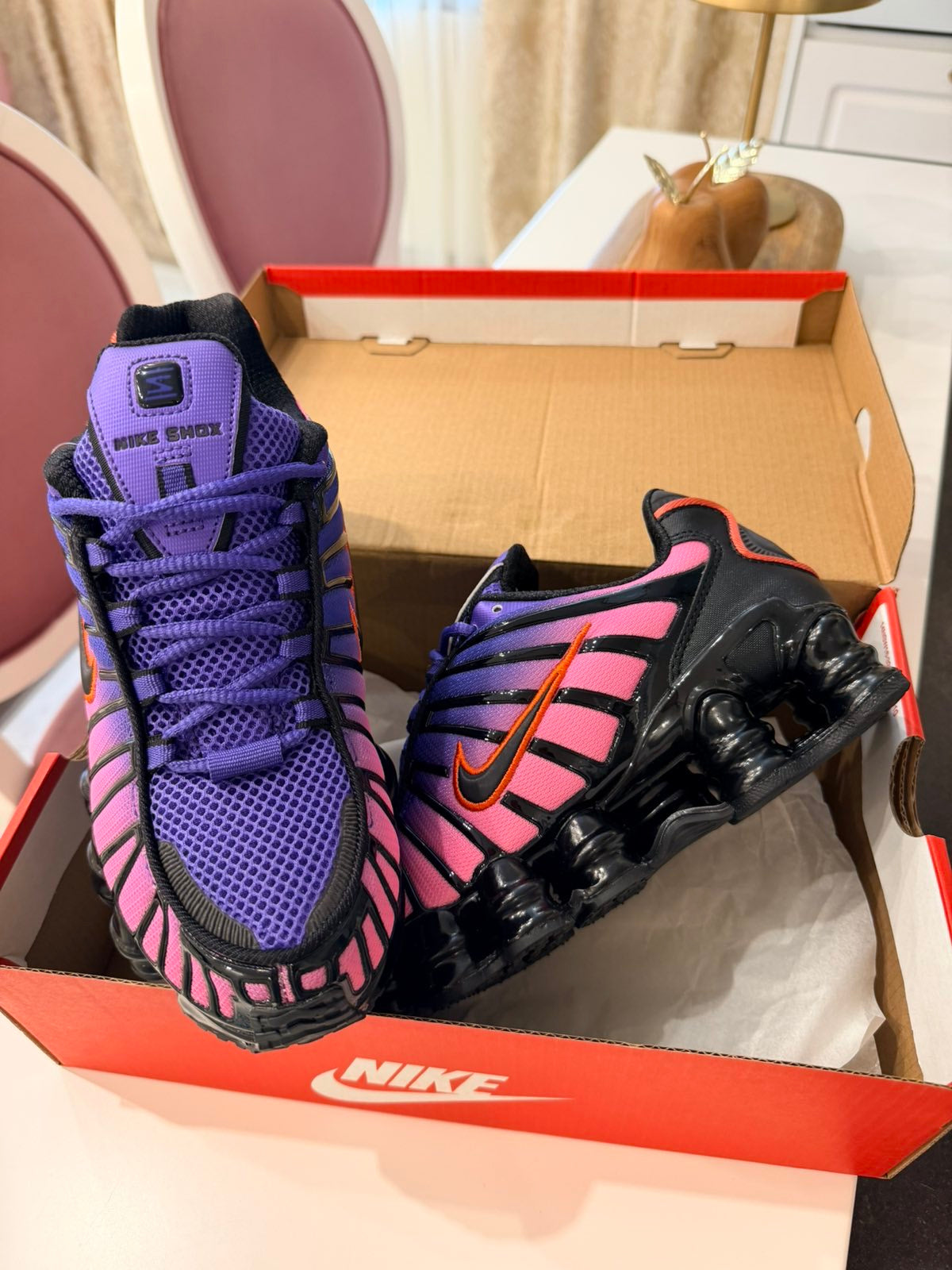 Nike Shox TL in the Court Purple / Hot Lava