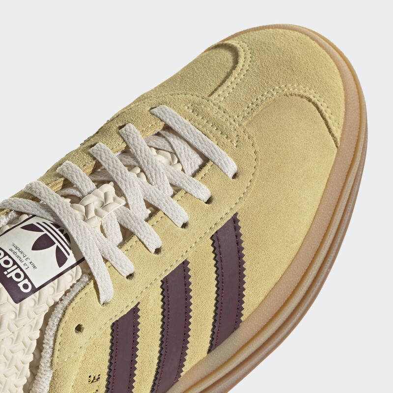Adidas Gazelle Bold in the "Almost Yellow/Maroon"