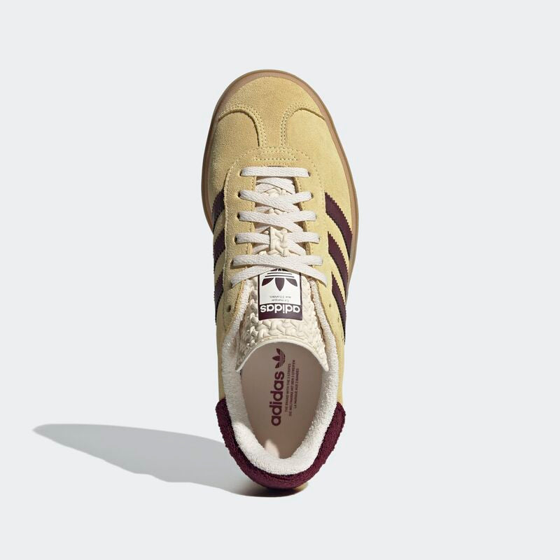 Adidas Gazelle Bold in the "Almost Yellow/Maroon"