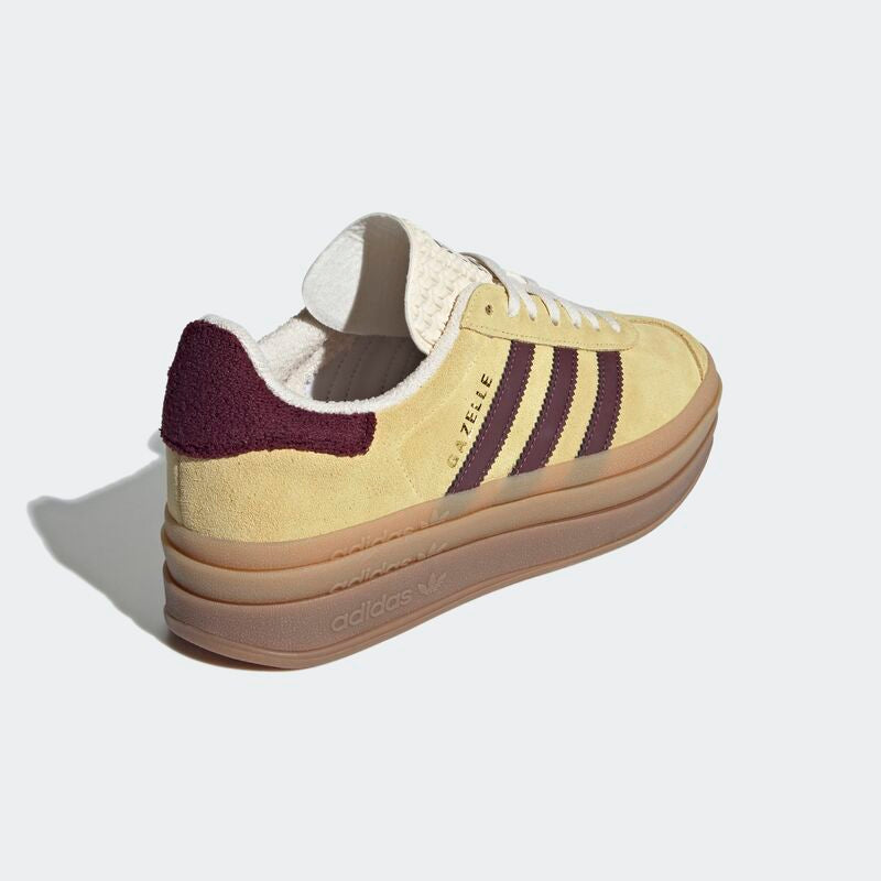 Adidas Gazelle Bold in the "Almost Yellow/Maroon"