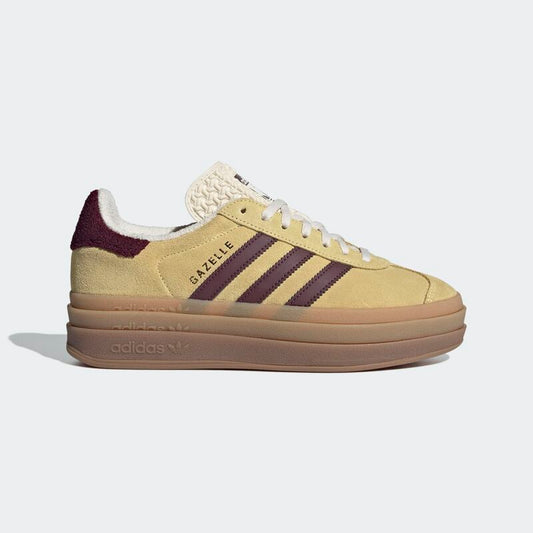 Adidas Gazelle Bold in the "Almost Yellow/Maroon"